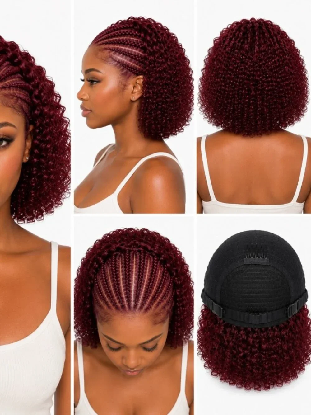 Braids 13x4 short Human Hair Wig 10 inch burgundy color 99j